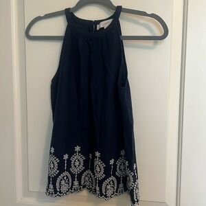 Loft swing top. Navy with adorable white detailing. Size XS.